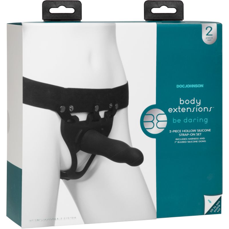 Be Daring 7 Inch Bulbed Dong 2 Piece Hollow Silicone Strap-On Set > Dildos > Hollow Strap Ons - Tophatter Daily Deals