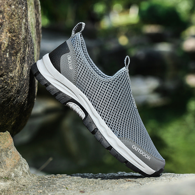 Breathable Hollow Fashion Slip-on Lazy Shoes Grey 0 - Tophatter Daily Deals