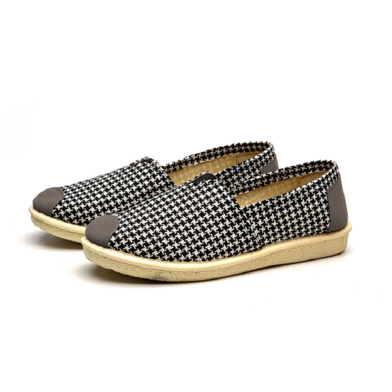 21 New Prairie Princess Canvas Shoes Lightweight Canvas Breathable Thomas Shoes Ethnic Style Cloth Shoes Flat Shoes Women Houndstooth black 0 - Tophatter Daily Deals