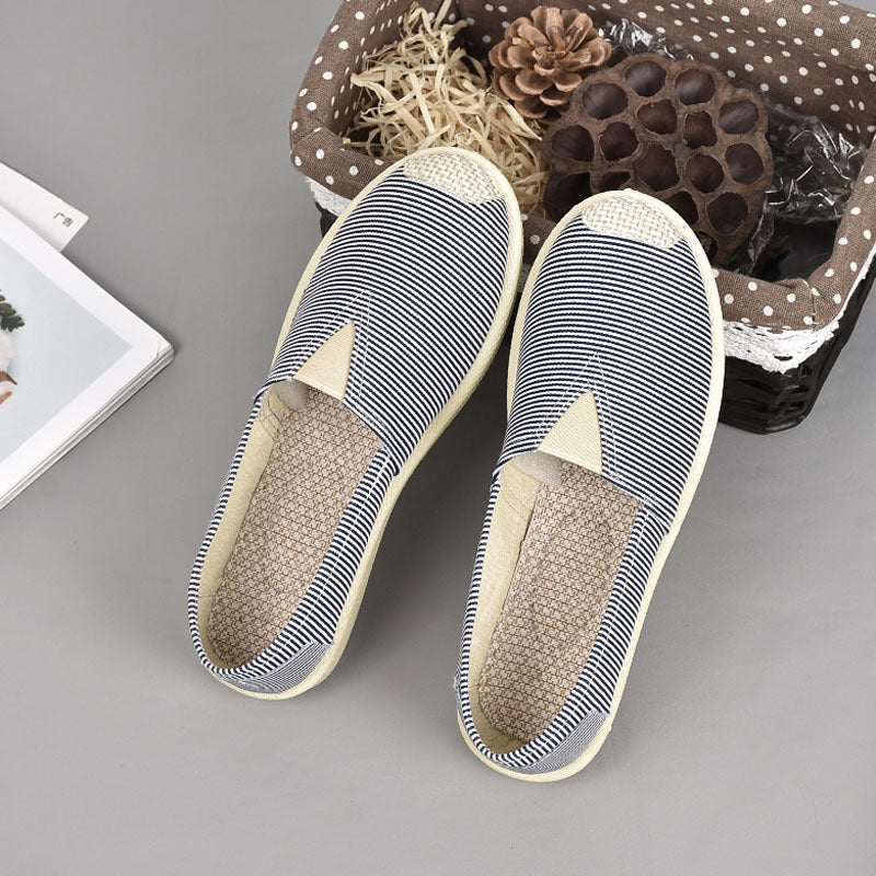 21 New Prairie Princess Canvas Shoes Lightweight Canvas Breathable Thomas Shoes Ethnic Style Cloth Shoes Flat Shoes Women Blue strips 0 - Tophatter Daily Deals
