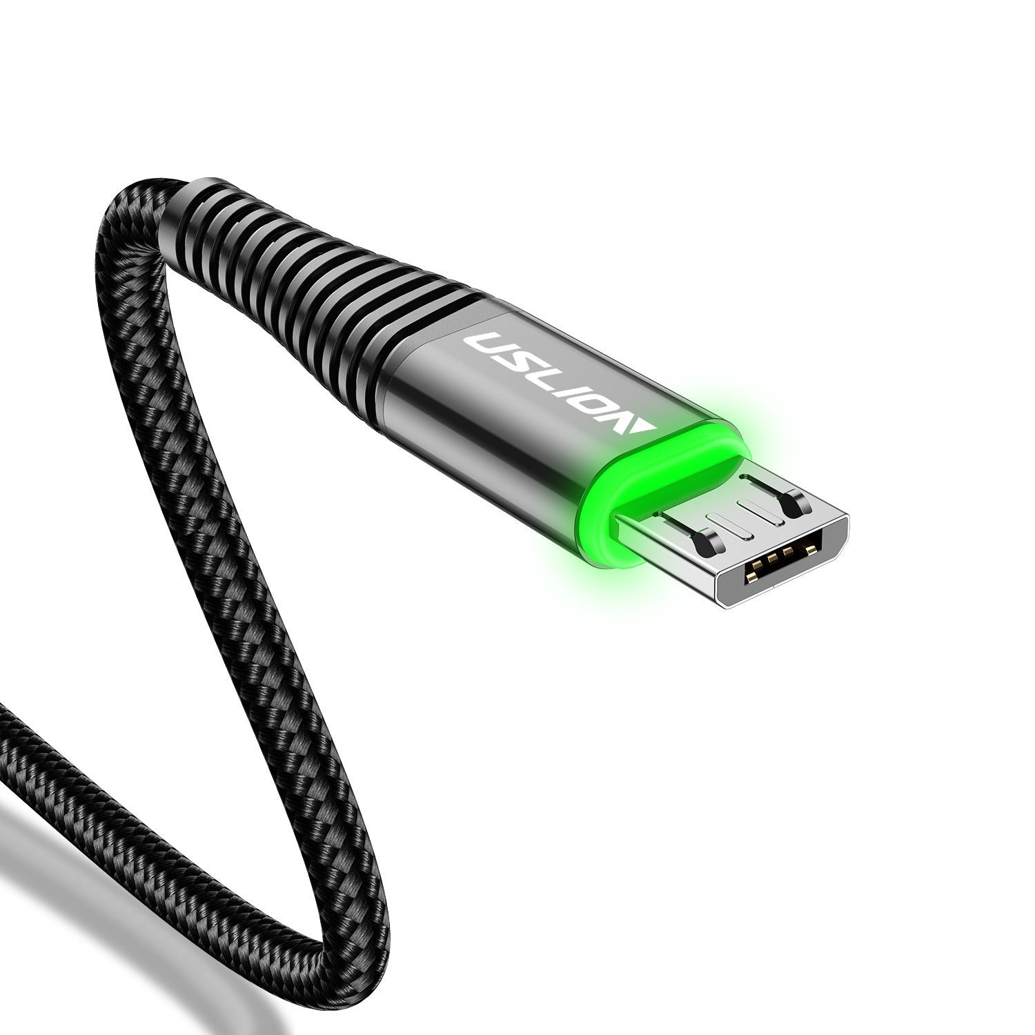 Android Data Cable Led Light Green Light Micro Usb Mobile Phone Charging Cable 3A Fast Charge Android 0 - Tophatter Daily Deals