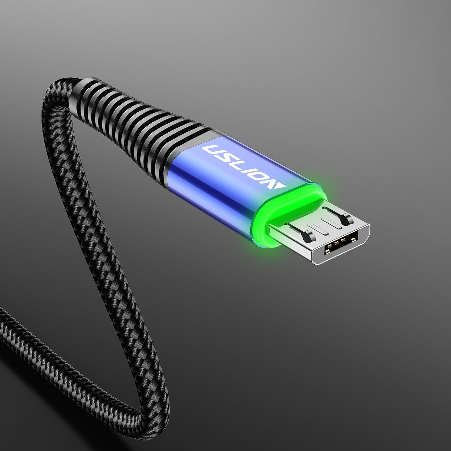 Android Data Cable Led Light Green Light Micro Usb Mobile Phone Charging Cable 3A Fast Charge Android Blue 0 - Tophatter Daily Deals