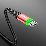 Android Data Cable Led Light Green Light Micro Usb Mobile Phone Charging Cable 3A Fast Charge Android Red 0 - Tophatter Daily Deals