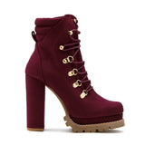 Autumn And Winter New Products European And American Style Ultra-High-Heeled Rivet Waterproof Platform Ladies Short Boots Red 0 - Tophatter Daily Deals
