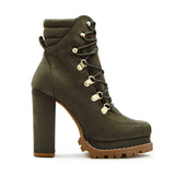 Autumn And Winter New Products European And American Style Ultra-High-Heeled Rivet Waterproof Platform Ladies Short Boots Green 0 - Tophatter Daily Deals