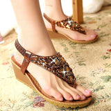 40-42 Plus Size Women's Sandals Wedge Gold Coffee 0 - Tophatter Daily Deals