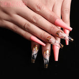 Artistic Pink Smoke Pattern Fake Nail Patch, Long Coffin Type A European And American Ballet Type A Boxed 0 - Tophatter Daily Deals