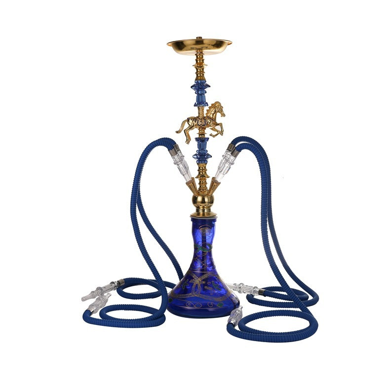 Arabian Pipe Smoking Set Hookah Ceramic Pot Bar Nightclub Full Set Of Accessories Hookah Blue 0 - Tophatter Daily Deals