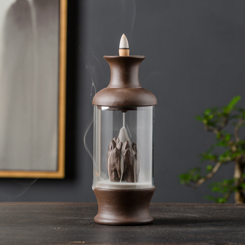 Backflow Incense Burner Glass Shelter From The Wind And Smoke Aromatherapy Burner Meet in a bottle of water 0 - Tophatter Daily Deals
