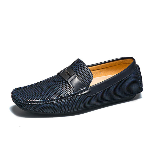 Autumn Casual Leather Shoes Men'S Business Shoes Peas Shoes Soft Sole Blue 0 - Tophatter Daily Deals
