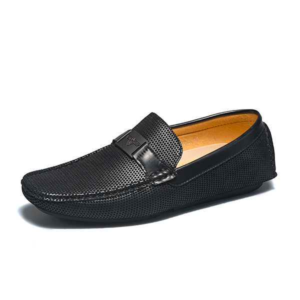 Autumn Casual Leather Shoes Men'S Business Shoes Peas Shoes Soft Sole Black 0 - Tophatter Daily Deals