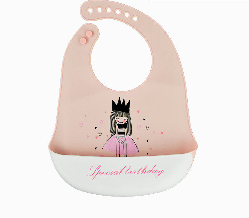 Baby'S Eating Bib Baby'S Supplementary Food Bib Children'S Waterproof And Dirt Proof Silicone Super Soft Children'S Saliva Bib Rice Bib Cute little girl regular 0 - Tophatter Daily Deals
