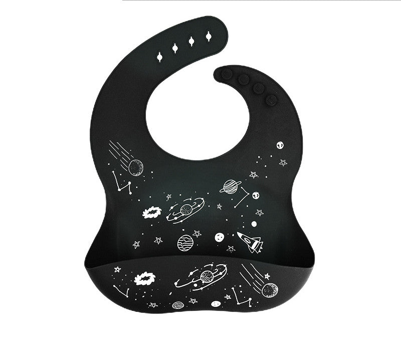 Baby'S Eating Bib Baby'S Supplementary Food Bib Children'S Waterproof And Dirt Proof Silicone Super Soft Children'S Saliva Bib Rice Bib Black Star 3D 0 - Tophatter Daily Deals