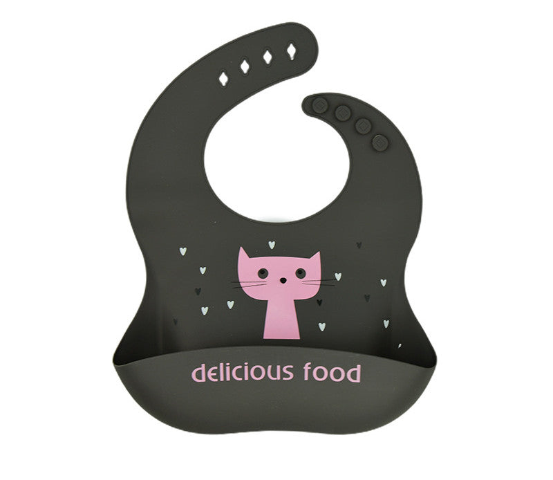 Baby'S Eating Bib Baby'S Supplementary Food Bib Children'S Waterproof And Dirt Proof Silicone Super Soft Children'S Saliva Bib Rice Bib Love meow 3D 0 - Tophatter Daily Deals