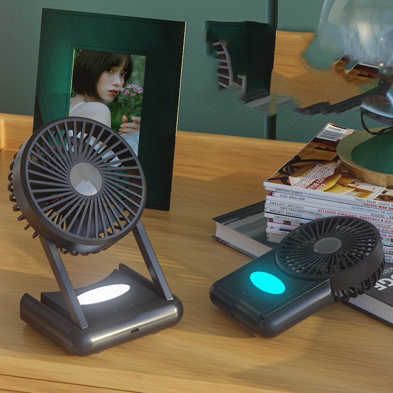 23 Hours Mini Silent Handheld Fan LED Night Light Fan Desktop Folding Small Electric Fan Portable Fan 0 - Tophatter Daily Deals
