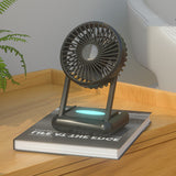 23 Hours Mini Silent Handheld Fan LED Night Light Fan Desktop Folding Small Electric Fan Portable Fan Black 0 - Tophatter Daily Deals