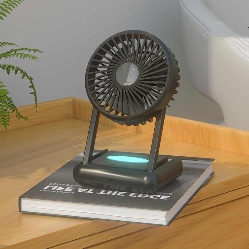 23 Hours Mini Silent Handheld Fan LED Night Light Fan Desktop Folding Small Electric Fan Portable Fan Black 0 - Tophatter Daily Deals