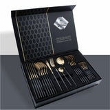 24 Piece Set Of 304 Stainless Steel Knife Gift Box Black gold 0 - Tophatter Daily Deals