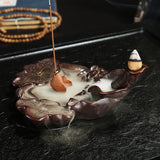Backflow Incense Burner Ceramic Creative Ornaments Indoor Sandalwood Burner Crafts Flow Smoke Incense 0 - Tophatter Daily Deals