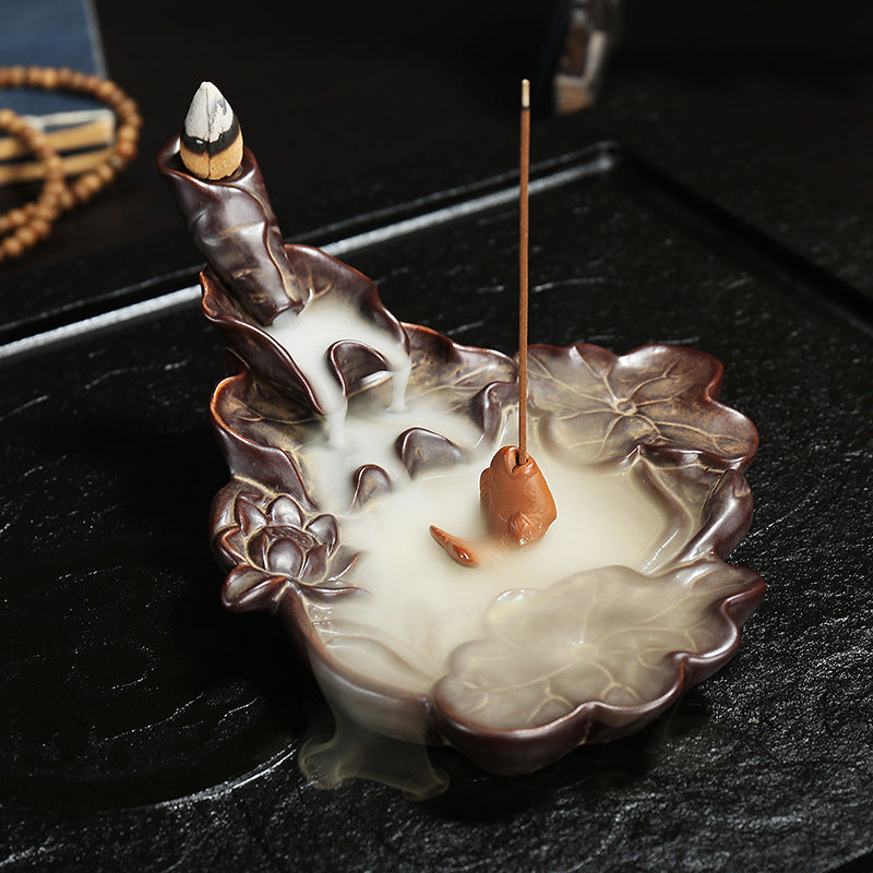Backflow Incense Burner Ceramic Creative Ornaments Indoor Sandalwood Burner Crafts Flow Smoke Incense Antique 0 - Tophatter Daily Deals