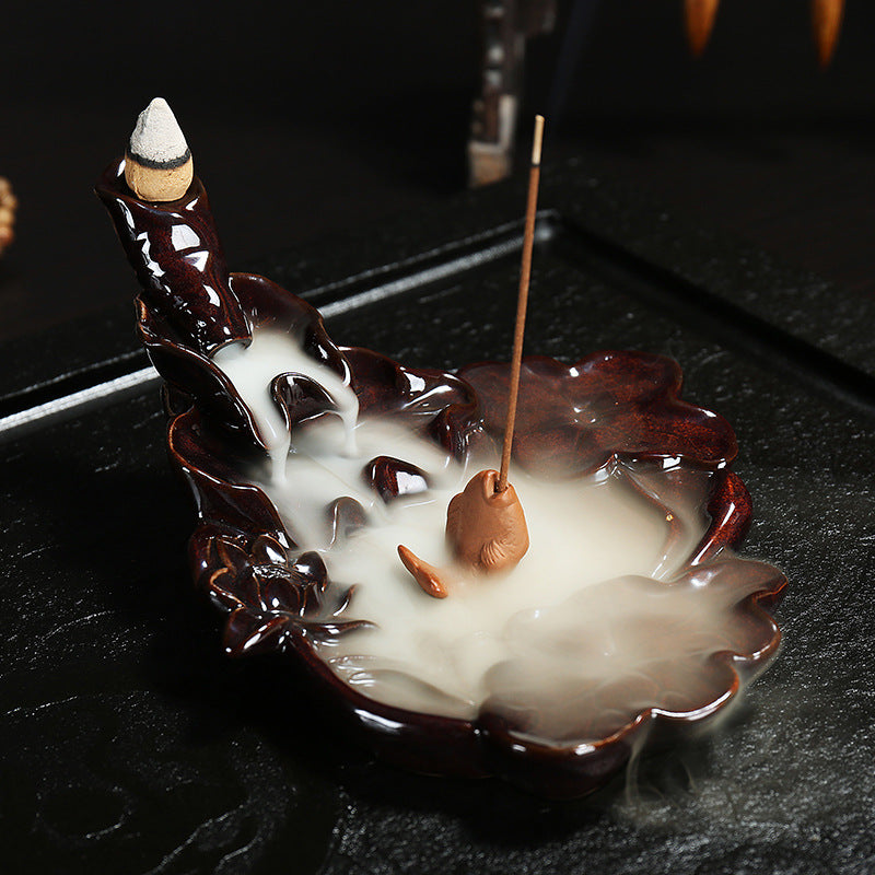 Backflow Incense Burner Ceramic Creative Ornaments Indoor Sandalwood Burner Crafts Flow Smoke Incense Kiln change 0 - Tophatter Daily Deals