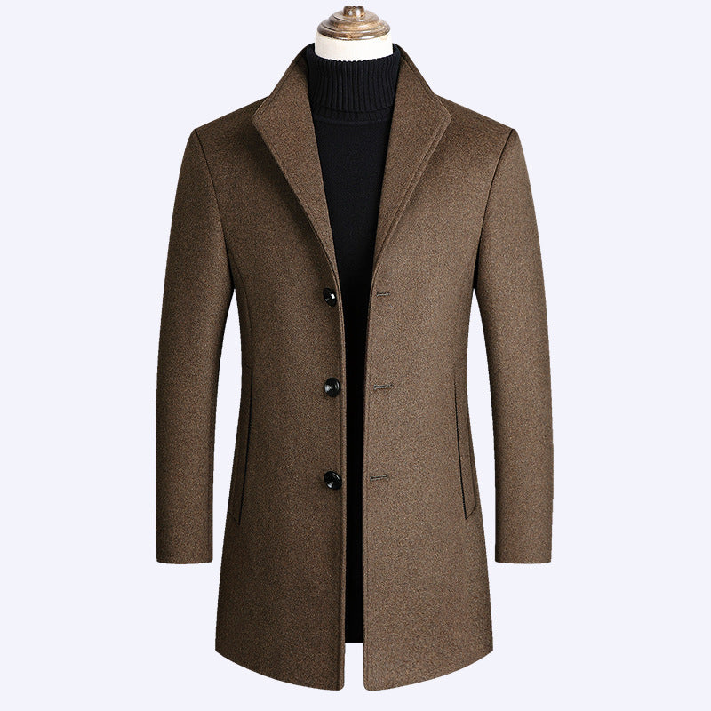 Warm Men’s Wool Coat - Single-Breasted Mid-Thigh, Winter 3D Changing Face Moving Picture Frame - Tophatter Daily Deals