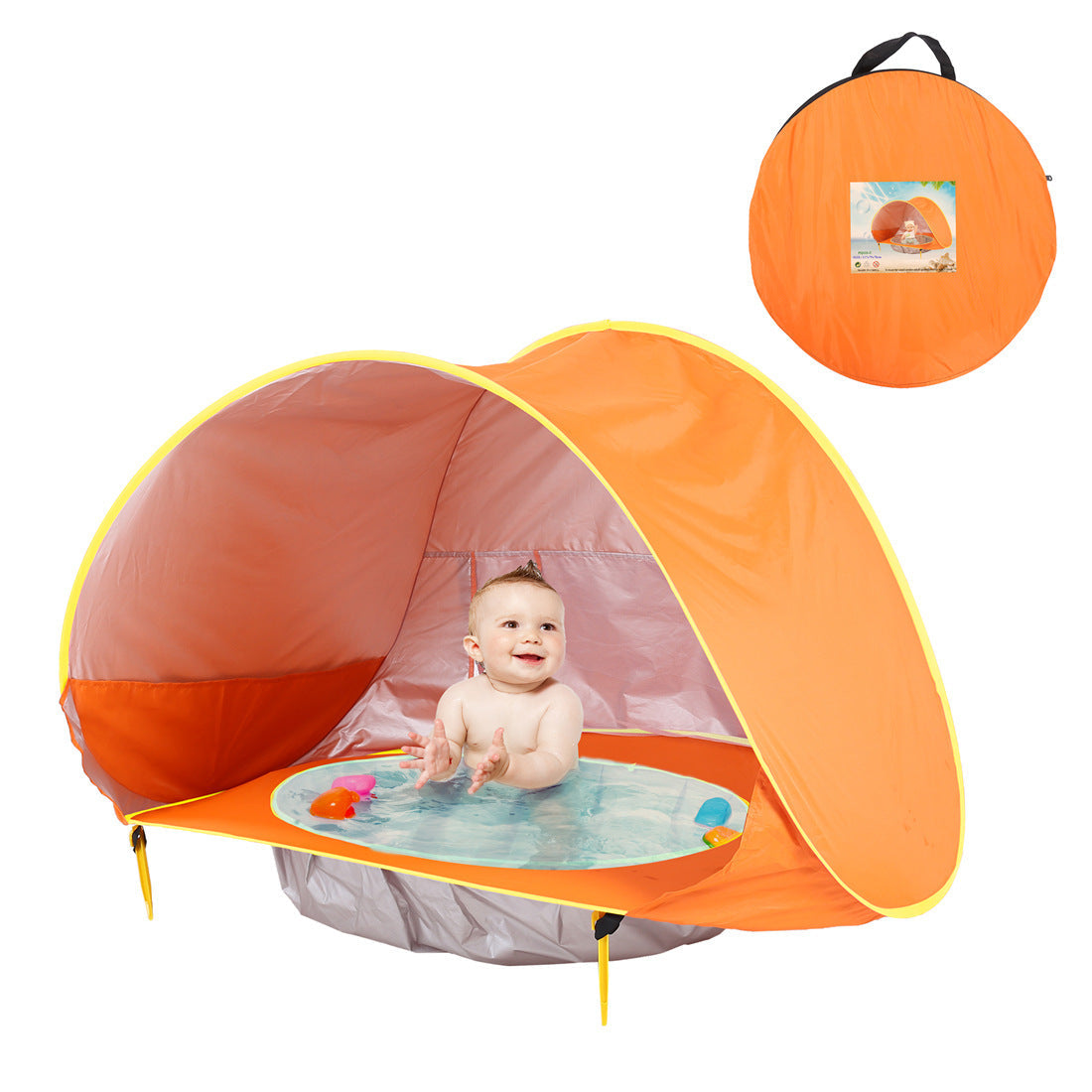 Baby Beach Tent Portable Shade Pool UV Protection Sun Shelter For Infant Outdoor Toys Child Swimming Pool Play House Tent Toys Orange 0 - Tophatter Daily Deals