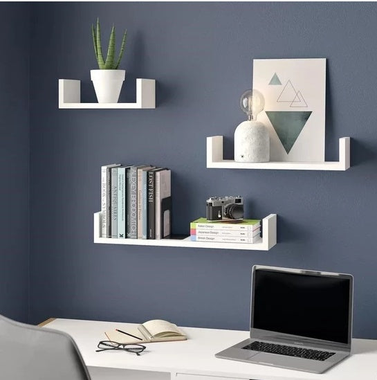 3-Piece Wood Shelf U-Shelf Set Wall-Mounted Decorative-White Quality Storage Home Office Kitchen Decor Wood Home Furniture 0 - Tophatter Daily Deals
