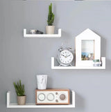 3-Piece Wood Shelf U-Shelf Set Wall-Mounted Decorative-White Quality Storage Home Office Kitchen Decor Wood Home Furniture default 0 - Tophatter Daily Deals