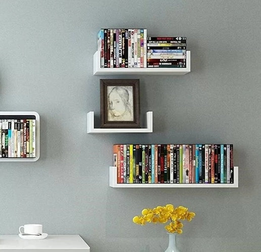 3-Piece Wood Shelf U-Shelf Set Wall-Mounted Decorative-White Quality Storage Home Office Kitchen Decor Wood Home Furniture 0 - Tophatter Daily Deals