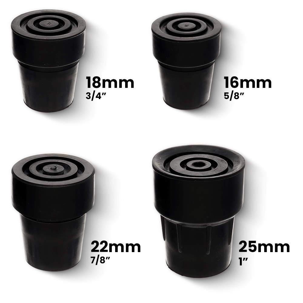High-Quality Black Rubber Tip: Steel Insert, Choose Size Walking Cane Tips - Tophatter Daily Deals