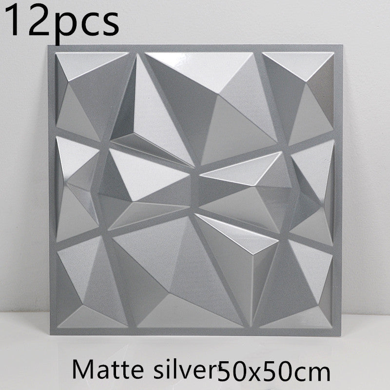 3D solid background wall panel Matte silver12pc 50X50 0 - Tophatter Daily Deals