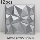 3D solid background wall panel Matte silver12pc 50X50 0 - Tophatter Daily Deals