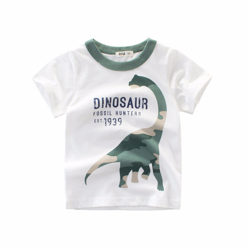 Boy's Summer New Product Children's Short Sleeved T Shirt Beige 0 - Tophatter Daily Deals