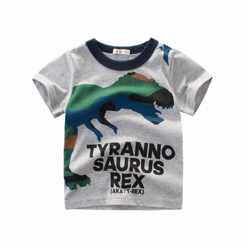 Boy's Summer New Product Children's Short Sleeved T Shirt 1.Grey 0 - Tophatter Daily Deals