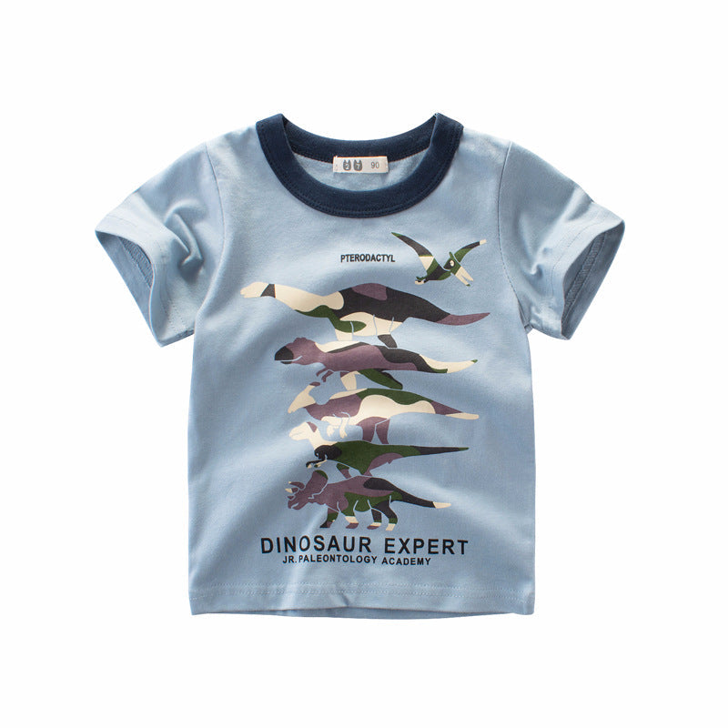 Boy's Summer New Product Children's Short Sleeved T Shirt Blue 0 - Tophatter Daily Deals