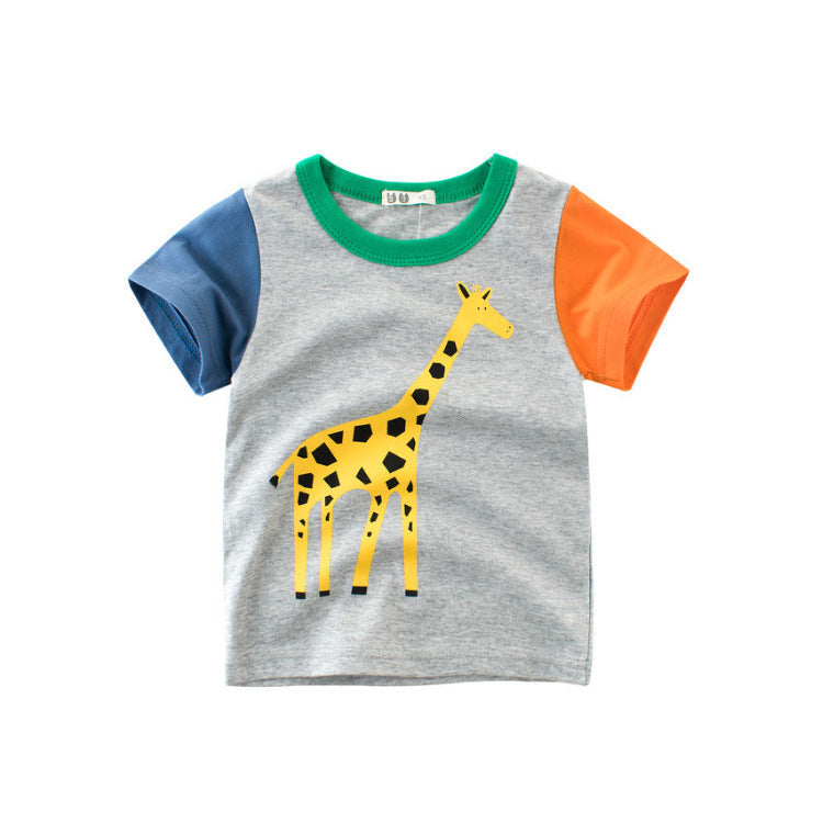 Boy's Summer New Product Children's Short Sleeved T Shirt Grey 0 - Tophatter Daily Deals