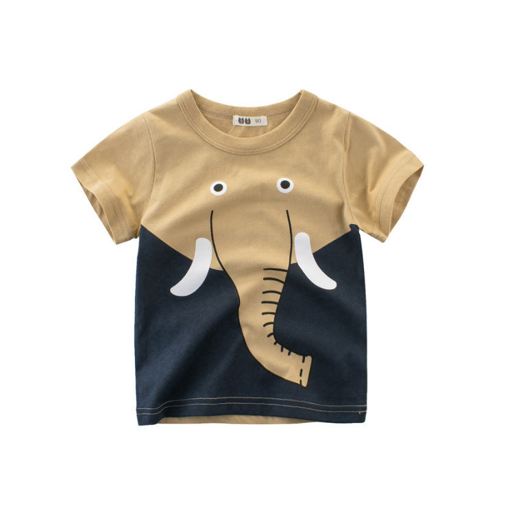 Boy's Summer New Product Children's Short Sleeved T Shirt Khaki 0 - Tophatter Daily Deals