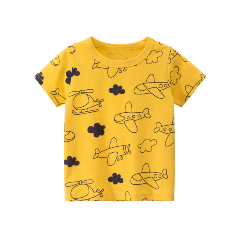 Boy's Summer New Product Children's Short Sleeved T Shirt Yellow 0 - Tophatter Daily Deals