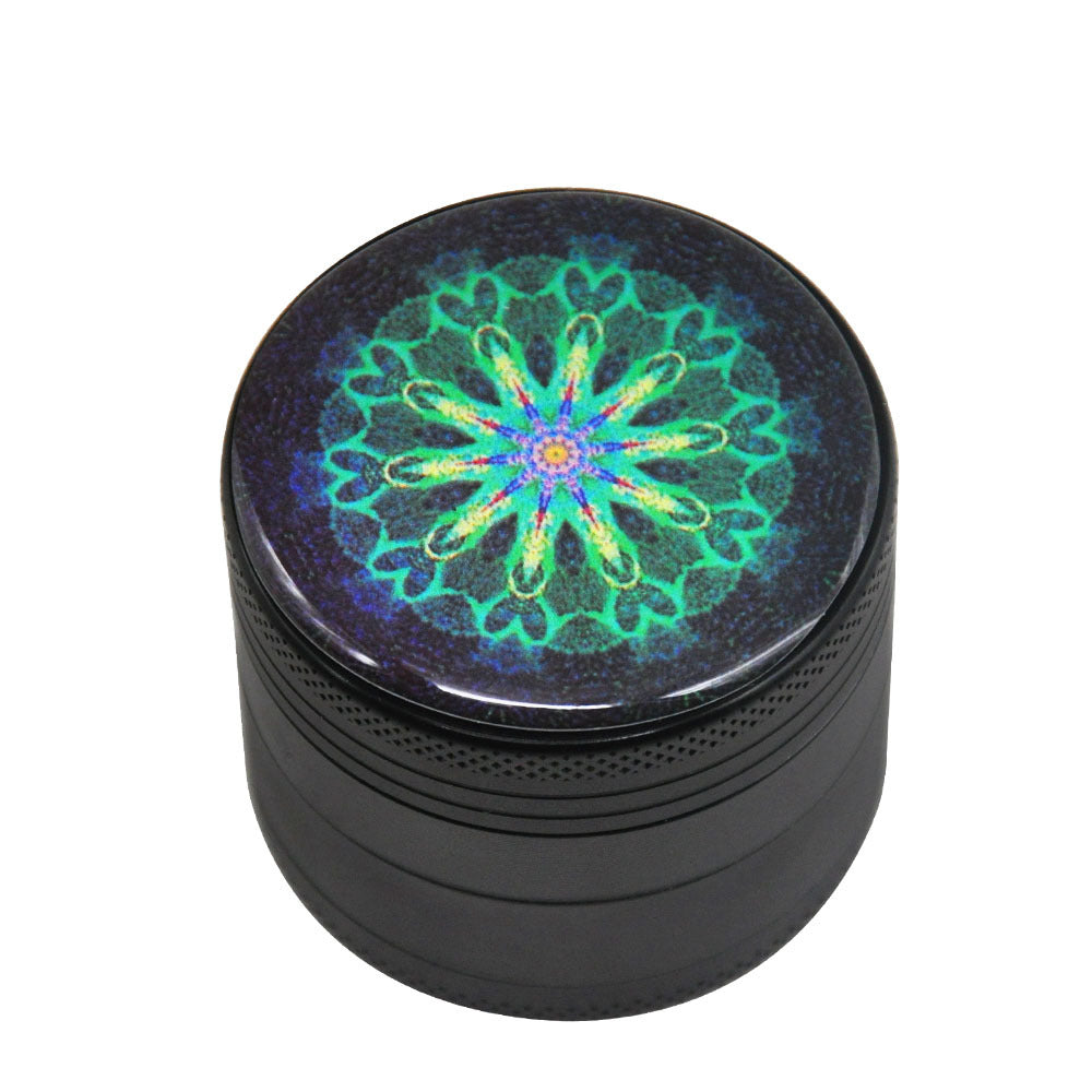 50Mm Aluminum Alloy Smoke Grinder Color Flower Of Life Four-Layer Metal Smoke Grinder Grinder Green 0 - Tophatter Daily Deals
