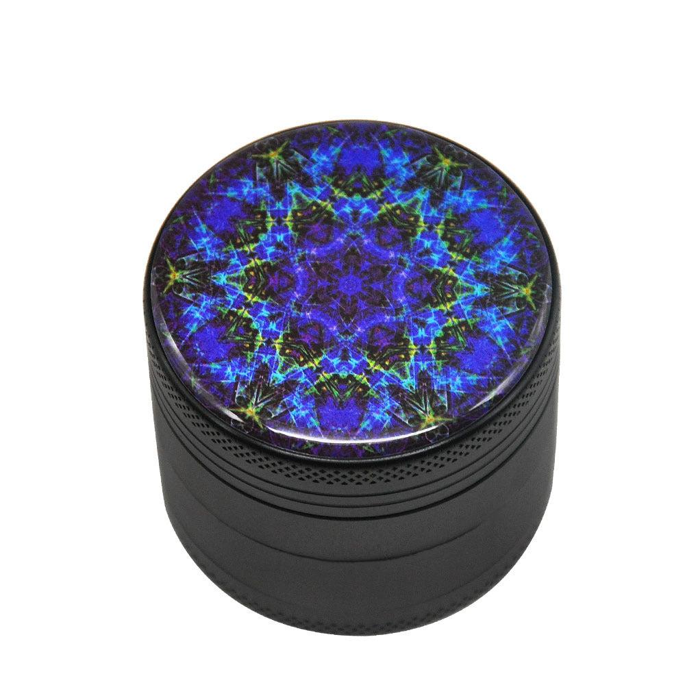 50Mm Aluminum Alloy Smoke Grinder Color Flower Of Life Four-Layer Metal Smoke Grinder Grinder Blue 0 - Tophatter Daily Deals