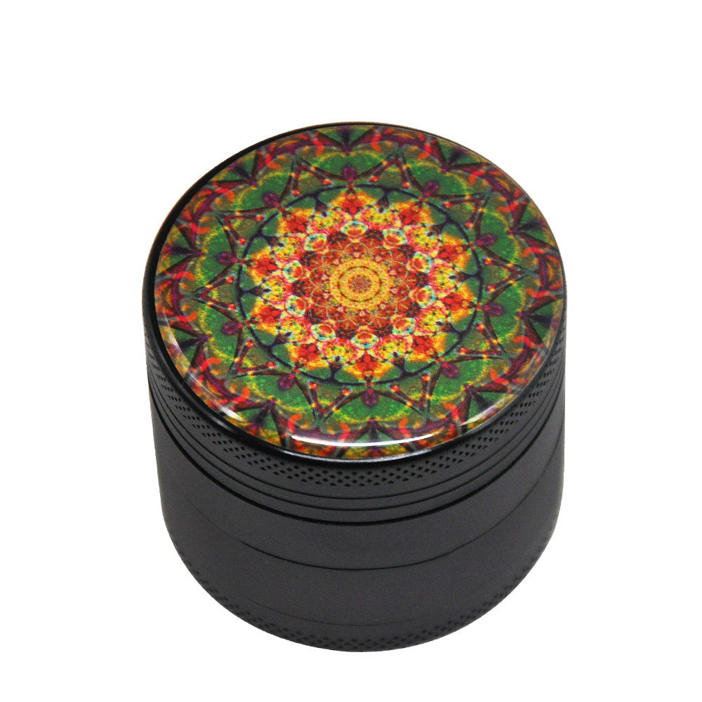 50Mm Aluminum Alloy Smoke Grinder Color Flower Of Life Four-Layer Metal Smoke Grinder Grinder Yellow 0 - Tophatter Daily Deals