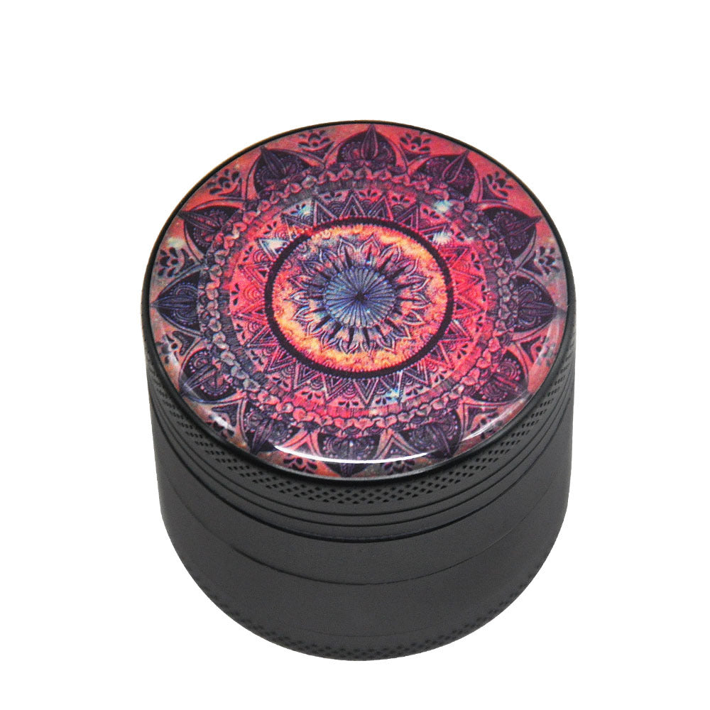 50Mm Aluminum Alloy Smoke Grinder Color Flower Of Life Four-Layer Metal Smoke Grinder Grinder Red 0 - Tophatter Daily Deals
