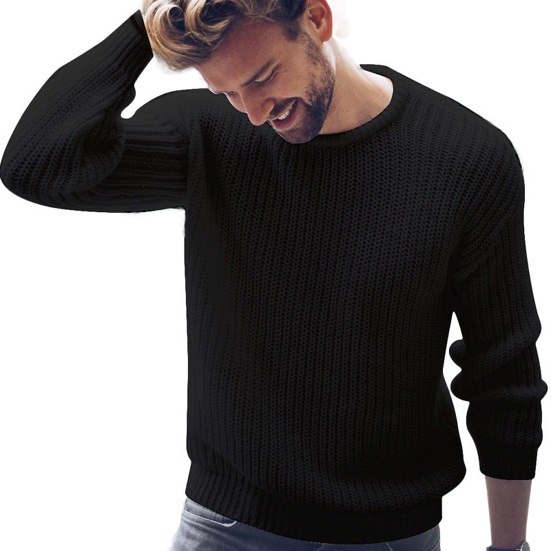 Warm Classic Men's Knit Sweater - Crew Neck, Ribbed Winter 3D Changing Face Moving Picture Frame - Tophatter Daily Deals