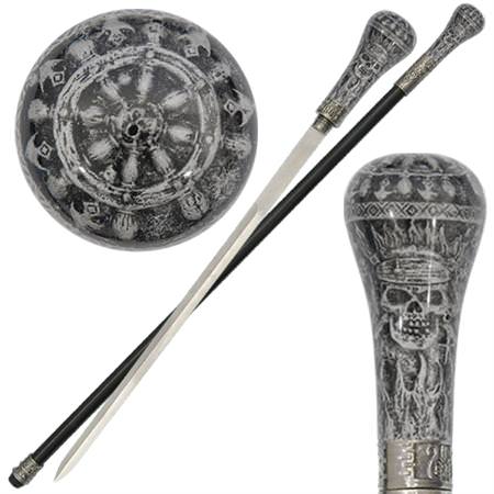 Caribbean Gray Pirates Flame Acrylic Sword Cane - TOPHATTER'S ARMORY DEALS Collectible Weapons - Tophatter Daily Deals