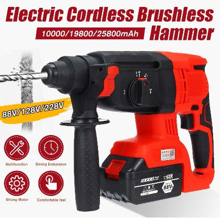 3 IN 1 Electric Brushless Hammer Cordless Power Impact Drill With Lithium Battery Power Drill Electric Drill 0 - Tophatter Daily Deals