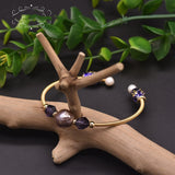 Baroque Purple Pearl Crystal Stretch Bracelet 0 - Tophatter Daily Deals