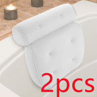 6 suction cups bath pillow 3D net bathtub pillow White 2pcs 0 - Tophatter Daily Deals
