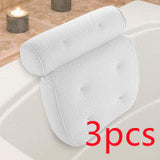 6 suction cups bath pillow 3D net bathtub pillow White 3pcs 0 - Tophatter Daily Deals