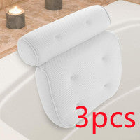 6 suction cups bath pillow 3D net bathtub pillow White 3pcs 0 - Tophatter Daily Deals